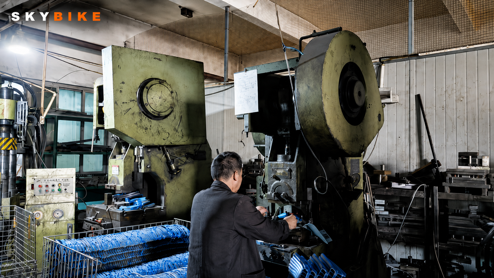 Metal forming equipment used in the Skybike production process